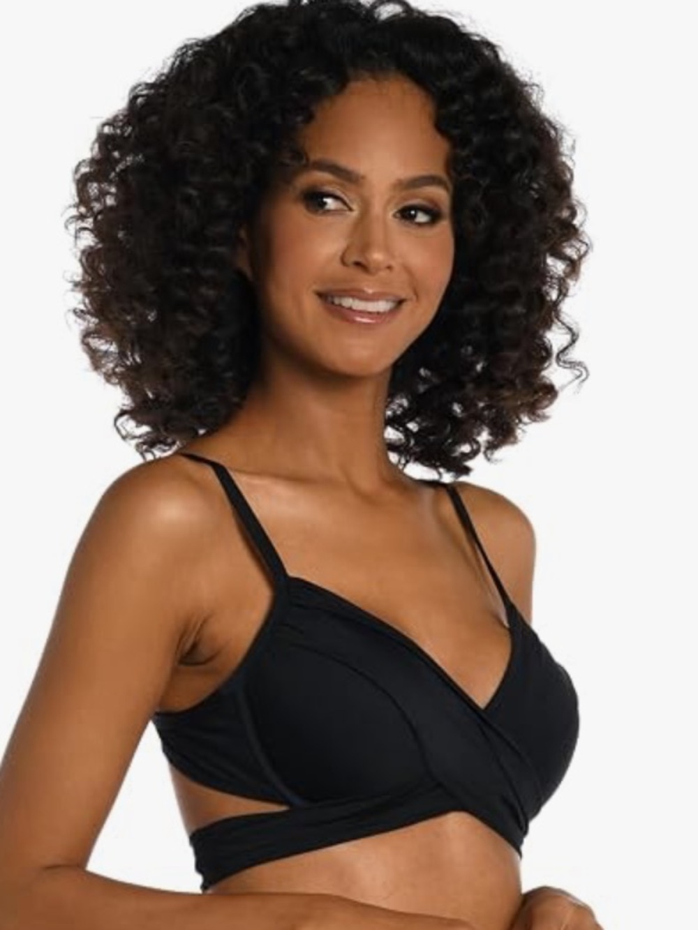 NWT La Blanca Island Goddess Underwire Push Up Bikini Top Black Size 8 UPF 50+